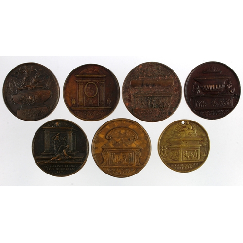 492 - British Commemorative Medals (7) bronze d.36.5-40.5mm, from Dassier's English Kings and Queens, earl... 