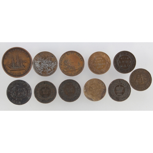 648 - Canada copper & bronze coins and tokens (11) 19th-20thC assortment, mixed grade.