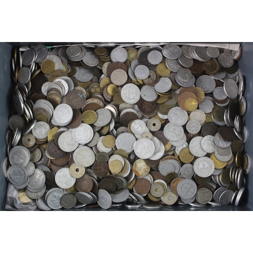 672 - France, large quantity of mixed coins in a stacker box, 18th-20thC, silver noted.