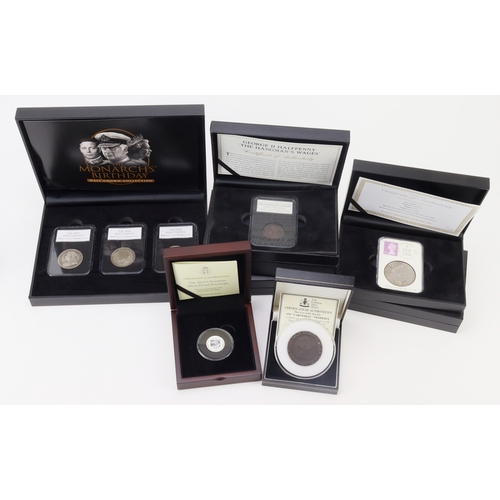 676 - GB & Commonwealth cased coins and sets (8) including 'DateStamp' Crowns, Isle of Man 'Silver Soverei... 