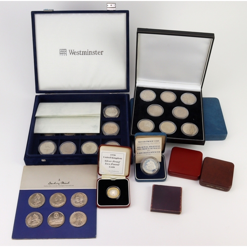 679 - GB & Commonwealth commemorative coins and medals: 9x silver proof crown-size; 1x £2 silver proof 199... 