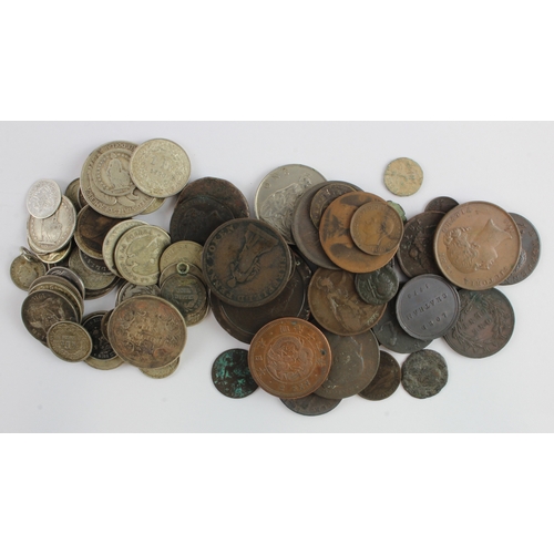 685 - GB & World Coins & Tokens (76) ancient to 20thC, including 43x silver. Noted USA Dime 1892 VF; GB Pe... 