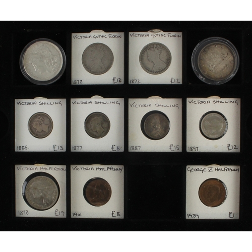 686 - GB & World coins (11) mostly silver, 19th-20thC, housed in a Westminster box.