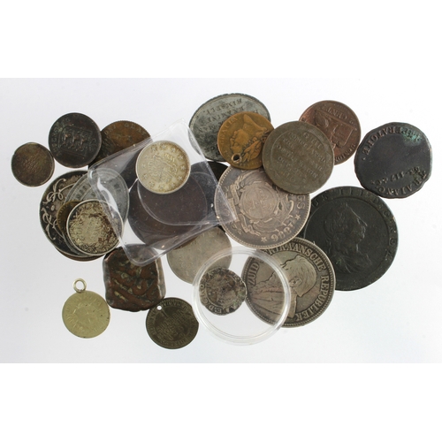 687 - GB & World Coins etc (28) 16th-20thC assortment including silver, noted: Newfoundland 50 Cents 1919C... 