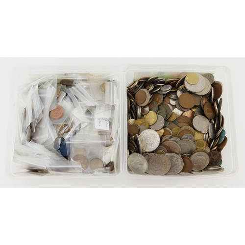 694 - GB & World Coins, over 8KG in two tubs.