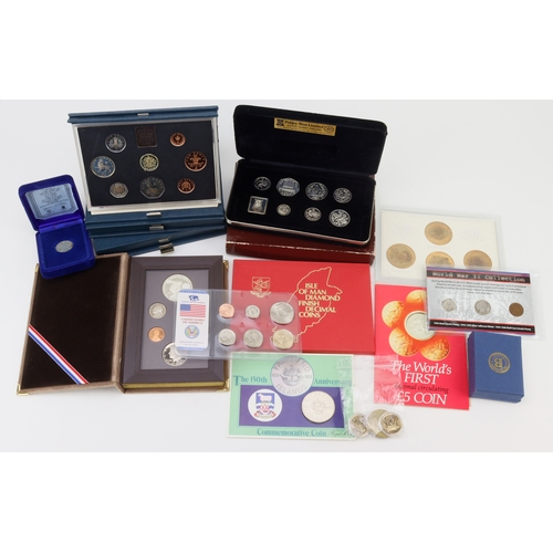 697 - GB & World commemorative sets, packs, coins and medals (17) including silver; noted Isle of Man silv... 