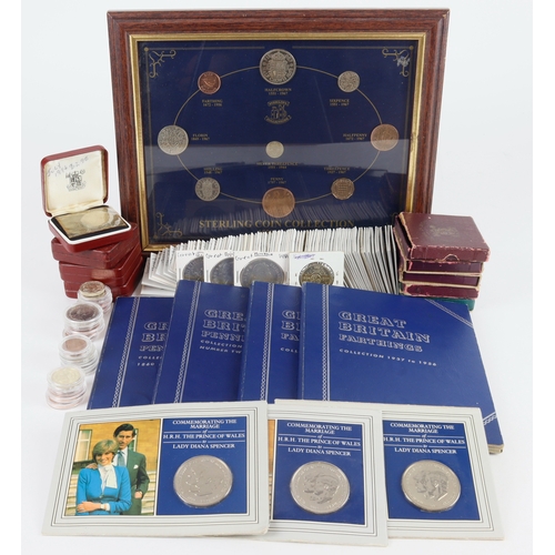 702 - GB base predecimal and decimal coins, crowns, commemoratives etc; a large assortment in a storage cr... 