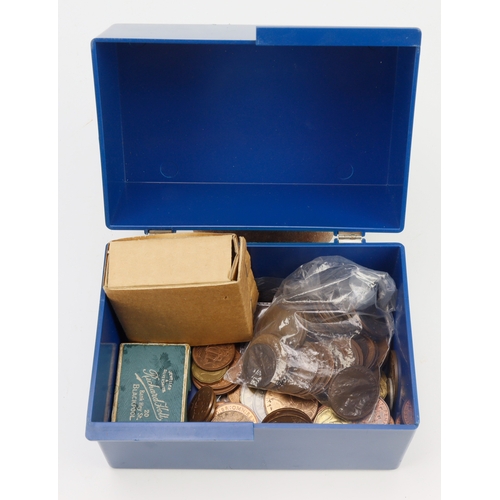 710 - GB Coins, quantity in a plastic box; bronze & nickel assortment, many with lustre.