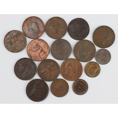 717 - GB Copper & Bronze Farthings & Fractions (15 plus 1 Irish) mainly 19thC GIII to QV, one earlier Fart... 