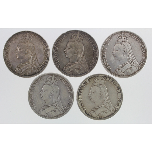 725 - GB Crowns (5) All Victoria JH. Fine - GF+