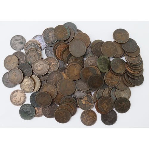 740 - GB Farthings (approx 145) all Victoria YH. From circulation but many in collectable grades