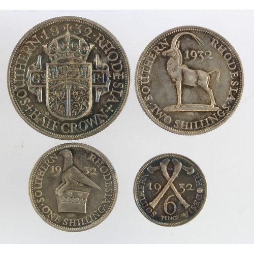 973 - Southern Rhodesia (4) proof oddments - four coins from the set KM# PS1 1932 - the Halfcrown, Two Shi... 