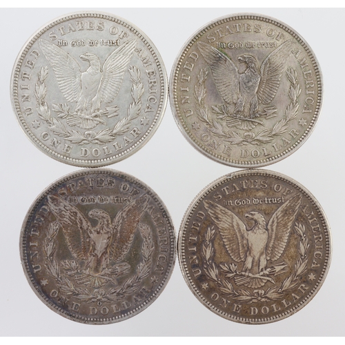 984 - USA Morgan Silver Dollars (4): 1884 GVF/VF, 1889O GVF, 1921 GVF, and 1921S GVF.