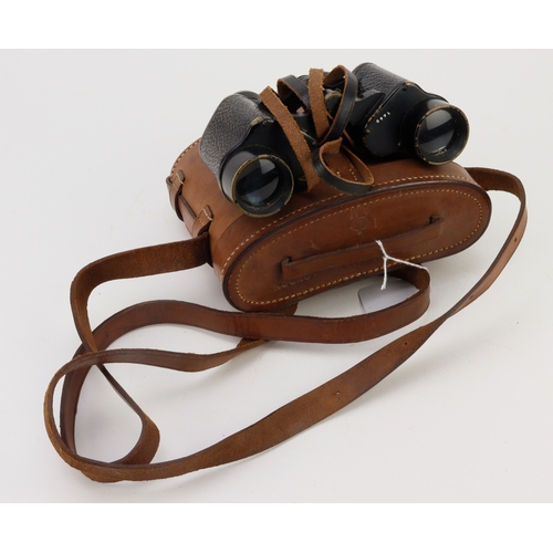 228 - RAF WW2 AM marked binoculars in their correct brown leather AM marked brown leather case both in exc... 