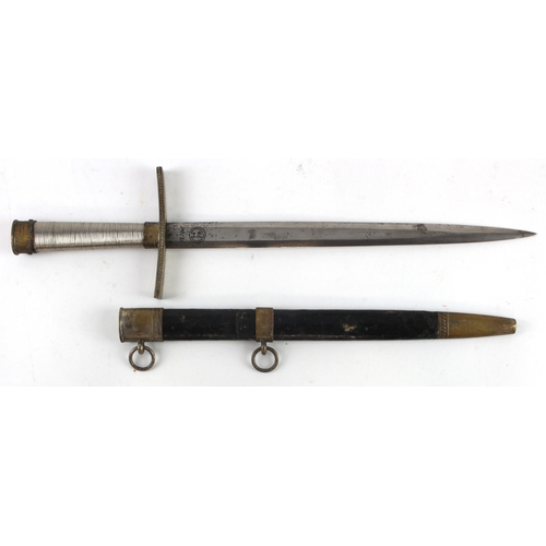 29 - German 3rd Reich Hitler Youth Leader's dagger with scabbard, blade maker marked 'RZM M7/36'.