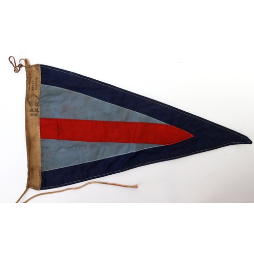 379 - WW2 RAF interest Group Captains Car Pennant, stamped AM and indistinct 1940 ? date, service wear.