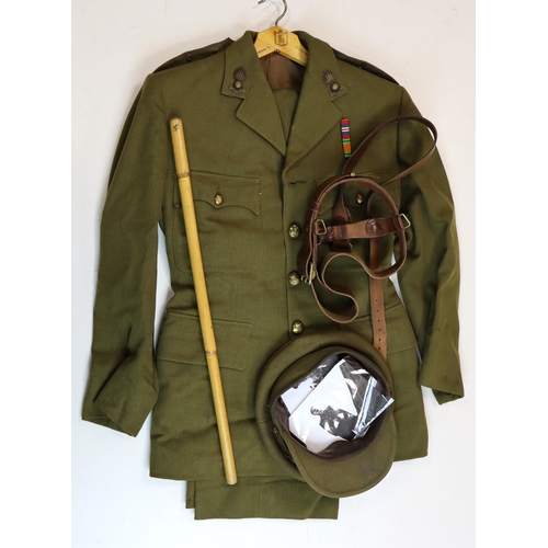 381 - WW2 Royal artillery officers uniform jacket, trousers, hat, Sam Brown belonging to Captain Arthur Ma... 