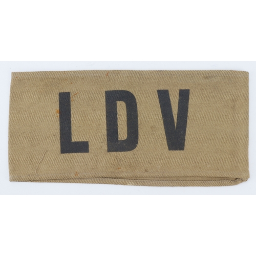 382 - WW2 scarce LDV arm band (Local Defence Volunteers) forerunner of the Home Guard.