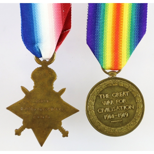 400 - 1915 Star & Victory Medal (03091 2-Cpl W R Piper AOC) A.S.Sjt on Victory.  (2)