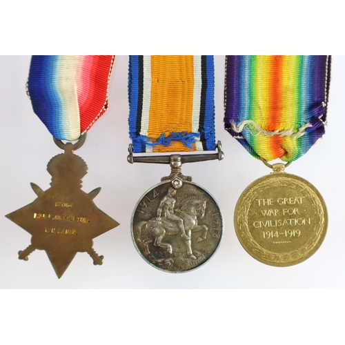 407 - 1915 Star Trio (12064 Pte F Middleton L.N.Lanc R) Killed in Action 9th August 1915 with the 6th Bn. ... 