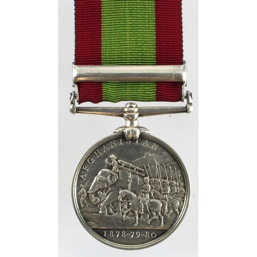 433 - Afghanistan Medal 1878 with clasp Ali Musjid (1896 Pte C Gilbert 4th Bn Rifle Bde). With copy medal ... 