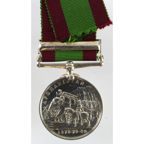 434 - Afghanistan Medal 1878 with clasp Charasia (1973 Corpl C Bailiff 92nd Highrs). With research, born G... 