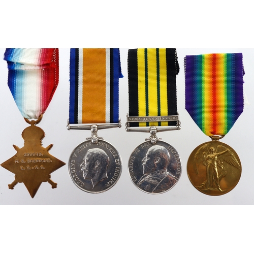 435 - Africa General Service medal Edw VII Somalialand 1908-10, 238613H G Sheppard A.B HMS Philomel, 1914-... 