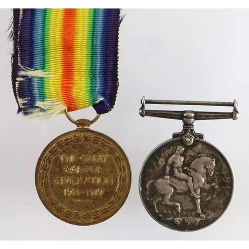 450 - BWM & Victory Medal (201482 Pte T T Lane KSLI) surname corrected