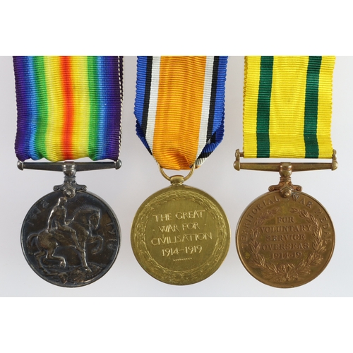 459 - BWM & Victory Medal (37531 Pte A Taylor MGC) with Territorial War Medal (37531 Pte A Taylor MGC).