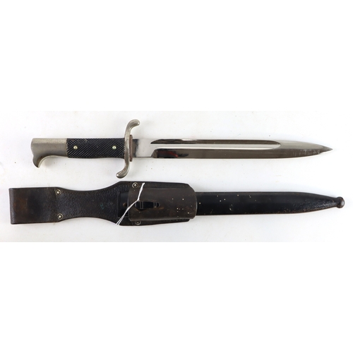 46 - German Parade Bayonet with scabbard and leather frog. Blade maker marked 'Puma Solingen'. Frog dated... 