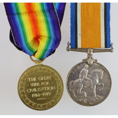 467 - BWM & Victory Medal (5575 Pte E K Woodward Worc R) served 2/8th Bn