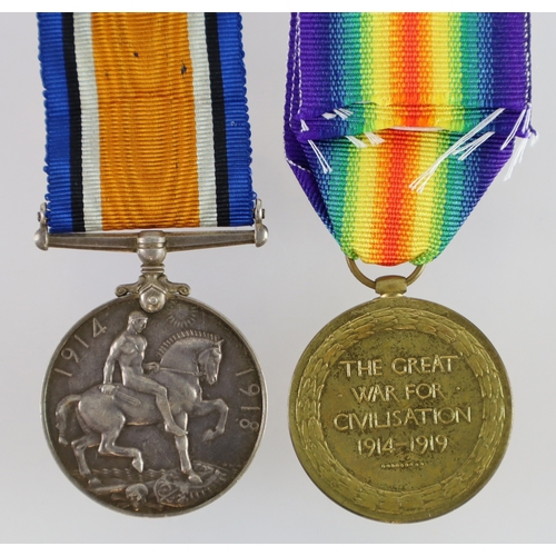 477 - BWM & Victory Medal (M2-223464 Pte R H Hooles ASC)