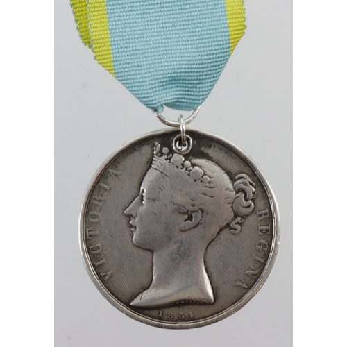 502 - Crimea medal engraved Phillip Egan HMS Trafalgar, worn, suspender replaced by ring, with research. B... 