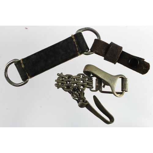 53 - German WW2 leather and chain dagger hangers.