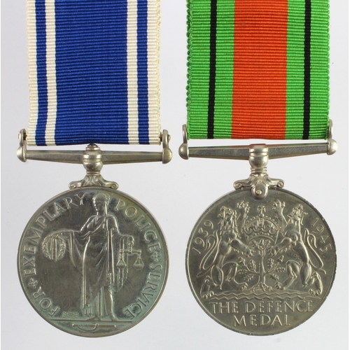 575 - Police GRVI Long Service medal with WW2 Defence medal to Constable Richard M Agate.