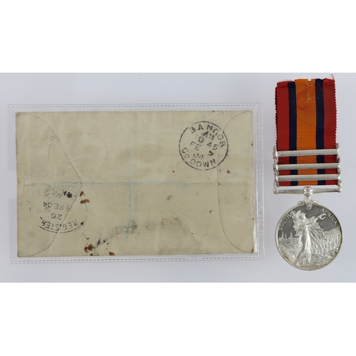 582 - QSA with bars CC/OFS/SA01 (last clasp looose) named (9470 Pte A J Nicholson 46th Coy 13th IMP YEO) B... 