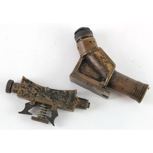 63 - Machine gun accesories a Kershaw 1918 marked Clinometer Sight Mk III, and a sight No12 Mk1, C.Baker,... 