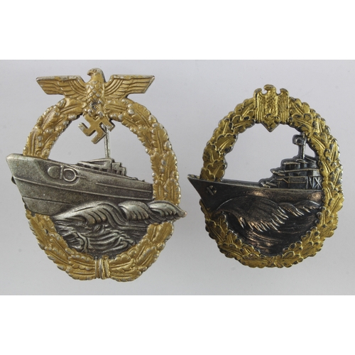 660 - German 3rd Reich badges - Kriegsmarine E-Boat Badge, and Kriegsmarine Destroyer Badge  (2)