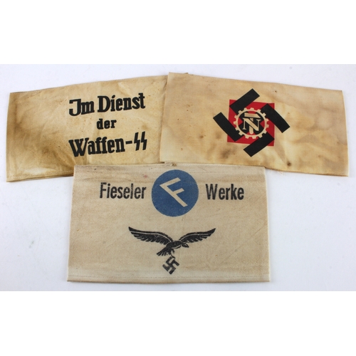 680 - German 3rd Reich misc units cloth armband x3.