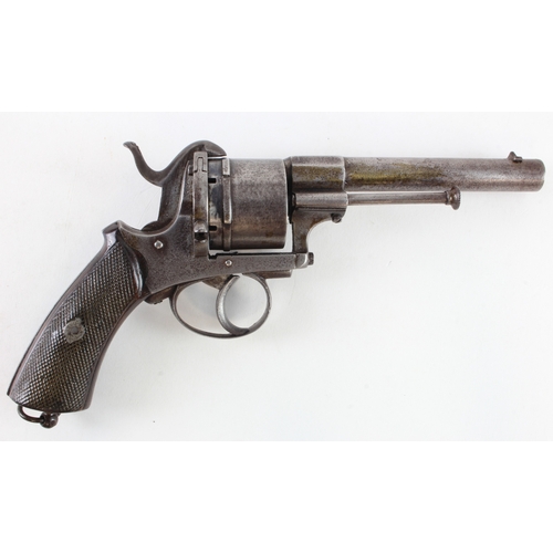 70 - Revolver: A Belgian .54 Bore pinfire revolver. Belgian proofs to cylinder. Light salt & pepper patin... 