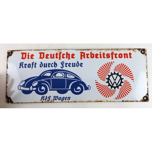 701 - German 3rd Reich Volkswagen factory enamel sign.