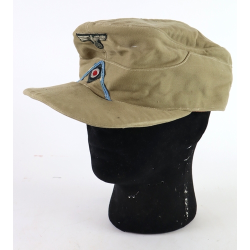 705 - German Afrika Korps Forage cap, service wear. Badges still attached.