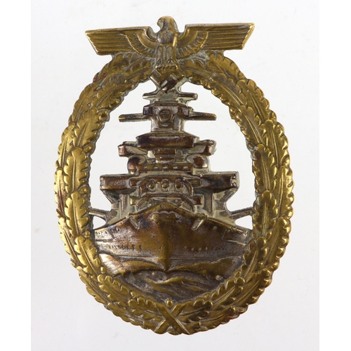 764 - German Kriegsmarine High Seas Fleet war badge made by FEC.ADOLF BOCK BERLIN.