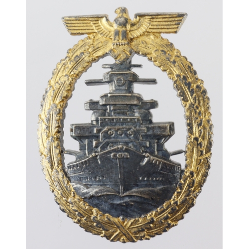 765 - German Kriegsmarine High Seas fleet war badge, maker marked. R.S & S.