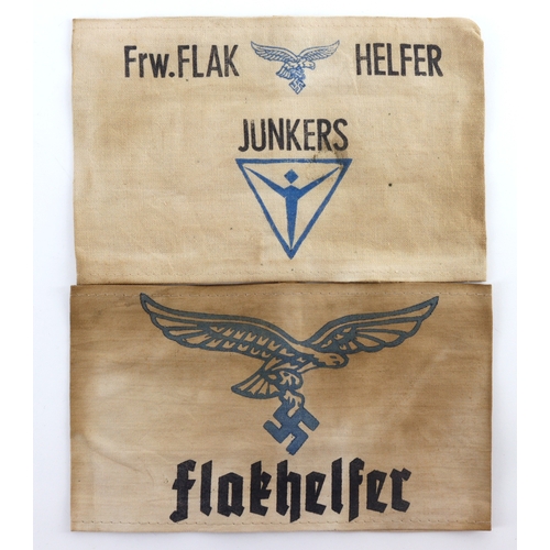 785 - German Luftwaffe halpers armbands inc Junker factory. x2.