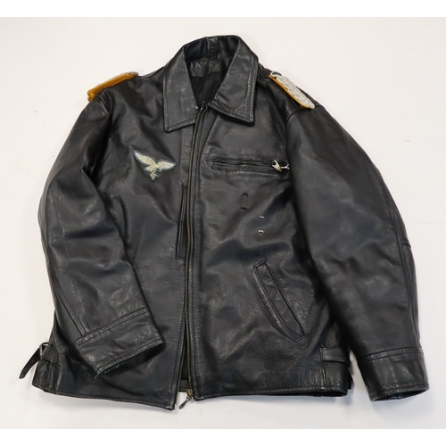 786 - German Luftwaffe leather flying jacket, label to inside