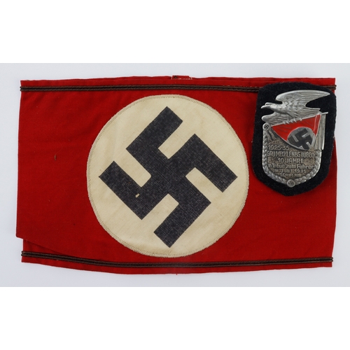 810 - German NSDAP Party armband and badge.