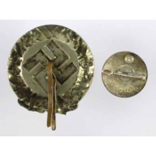 813 - German NSDAP Supporters badge, plus metal centre for a Funeral Wreath  (2)