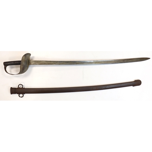 82 - Sword 1899 pattern cavalry troopers with various inspectors stamps to the blade in its steel scabbar... 