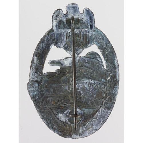 824 - German Panzer Assault badge, bronze grade, lightweight version for service wear.